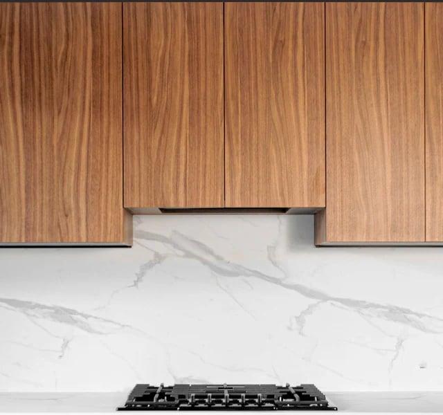 Detail of the walnut and white units