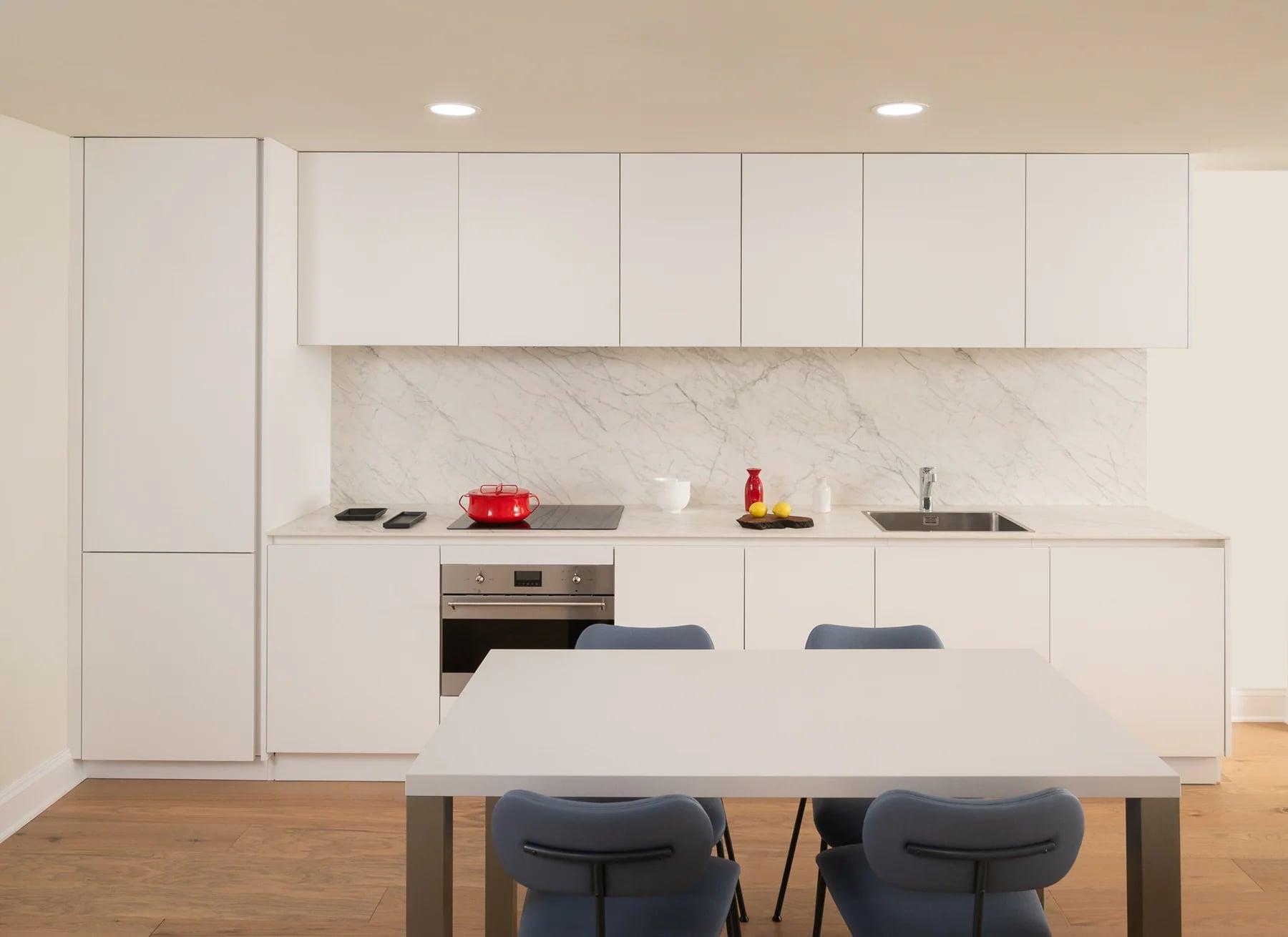 White island with drawers open showing cutlery inserts
